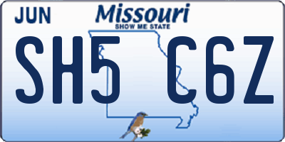 MO license plate SH5C6Z