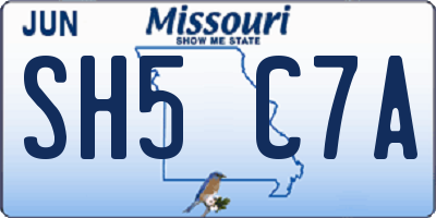 MO license plate SH5C7A