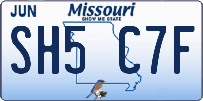 MO license plate SH5C7F