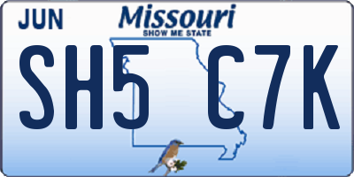 MO license plate SH5C7K