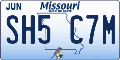MO license plate SH5C7M