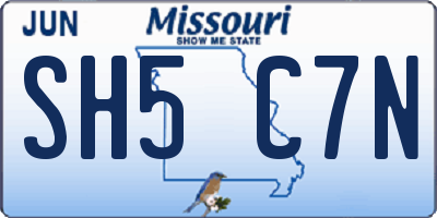 MO license plate SH5C7N