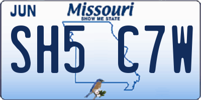 MO license plate SH5C7W