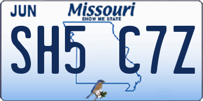 MO license plate SH5C7Z