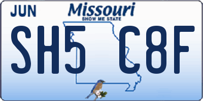 MO license plate SH5C8F