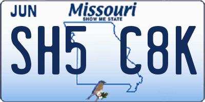 MO license plate SH5C8K