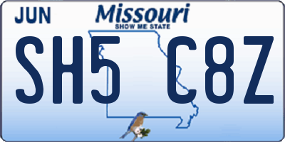 MO license plate SH5C8Z