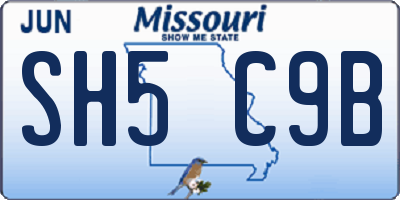 MO license plate SH5C9B