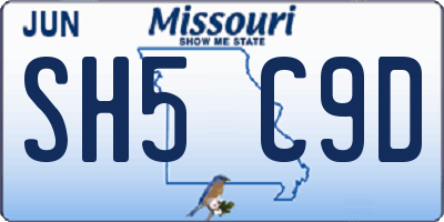 MO license plate SH5C9D