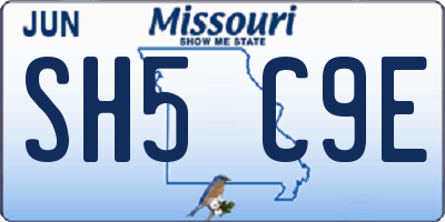 MO license plate SH5C9E