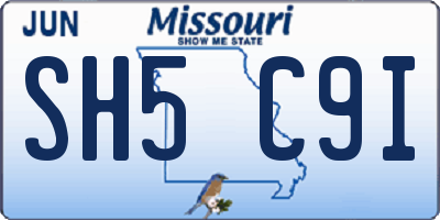 MO license plate SH5C9I