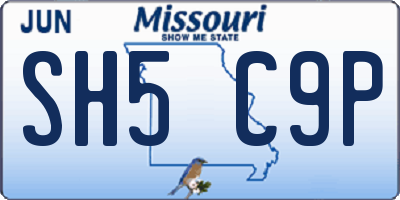 MO license plate SH5C9P