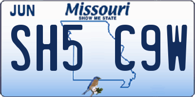 MO license plate SH5C9W