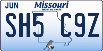 MO license plate SH5C9Z