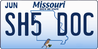 MO license plate SH5D0C