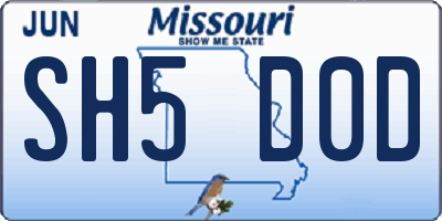 MO license plate SH5D0D