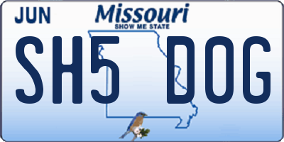 MO license plate SH5D0G