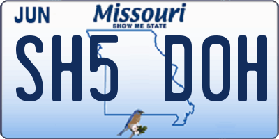 MO license plate SH5D0H