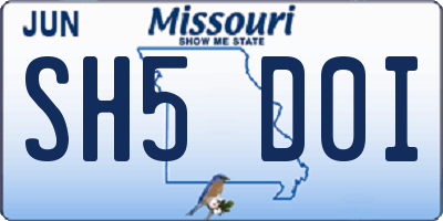 MO license plate SH5D0I