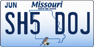 MO license plate SH5D0J