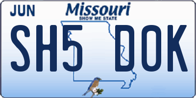 MO license plate SH5D0K