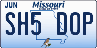 MO license plate SH5D0P