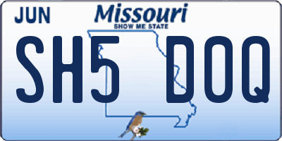 MO license plate SH5D0Q