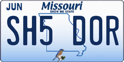 MO license plate SH5D0R