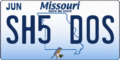 MO license plate SH5D0S