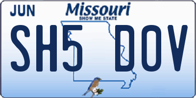 MO license plate SH5D0V