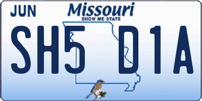 MO license plate SH5D1A