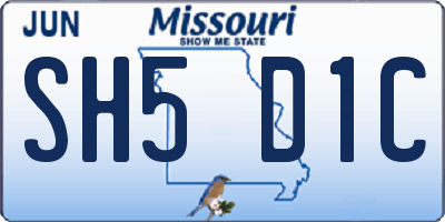 MO license plate SH5D1C