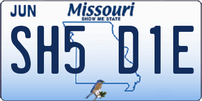 MO license plate SH5D1E
