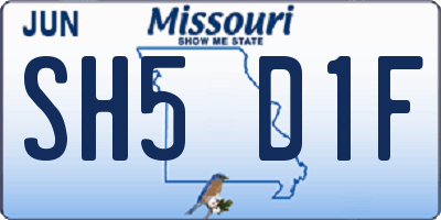 MO license plate SH5D1F