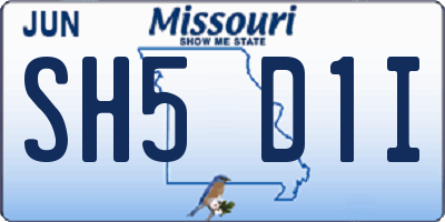 MO license plate SH5D1I