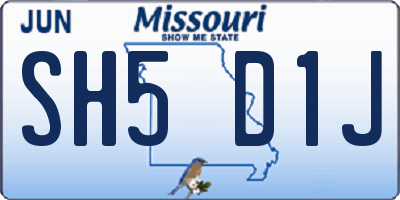MO license plate SH5D1J