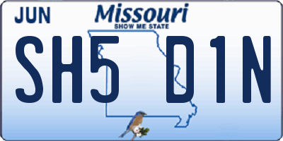 MO license plate SH5D1N