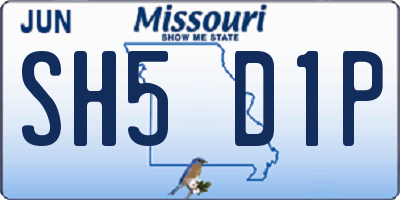 MO license plate SH5D1P