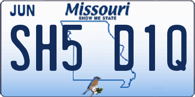 MO license plate SH5D1Q