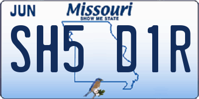 MO license plate SH5D1R