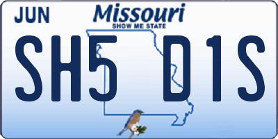 MO license plate SH5D1S