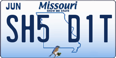 MO license plate SH5D1T