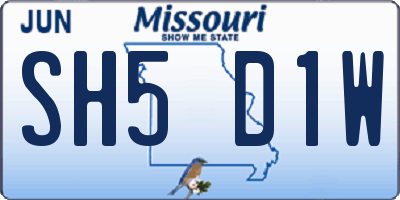 MO license plate SH5D1W