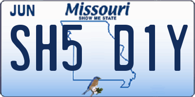MO license plate SH5D1Y