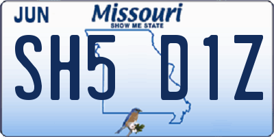 MO license plate SH5D1Z