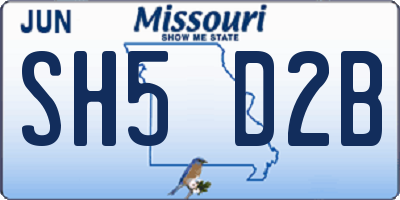 MO license plate SH5D2B