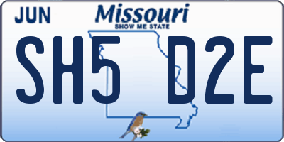 MO license plate SH5D2E