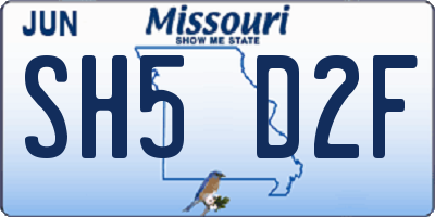 MO license plate SH5D2F