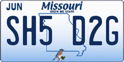 MO license plate SH5D2G