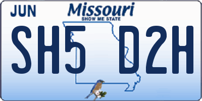 MO license plate SH5D2H